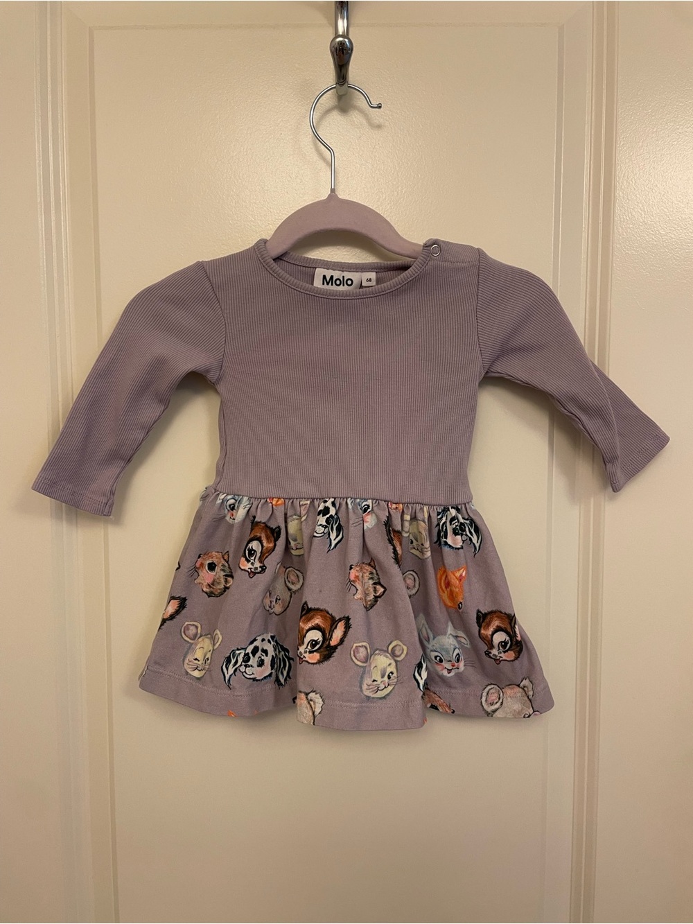 Molo Lilac and Multi Animal Print Long Sleeve Dress